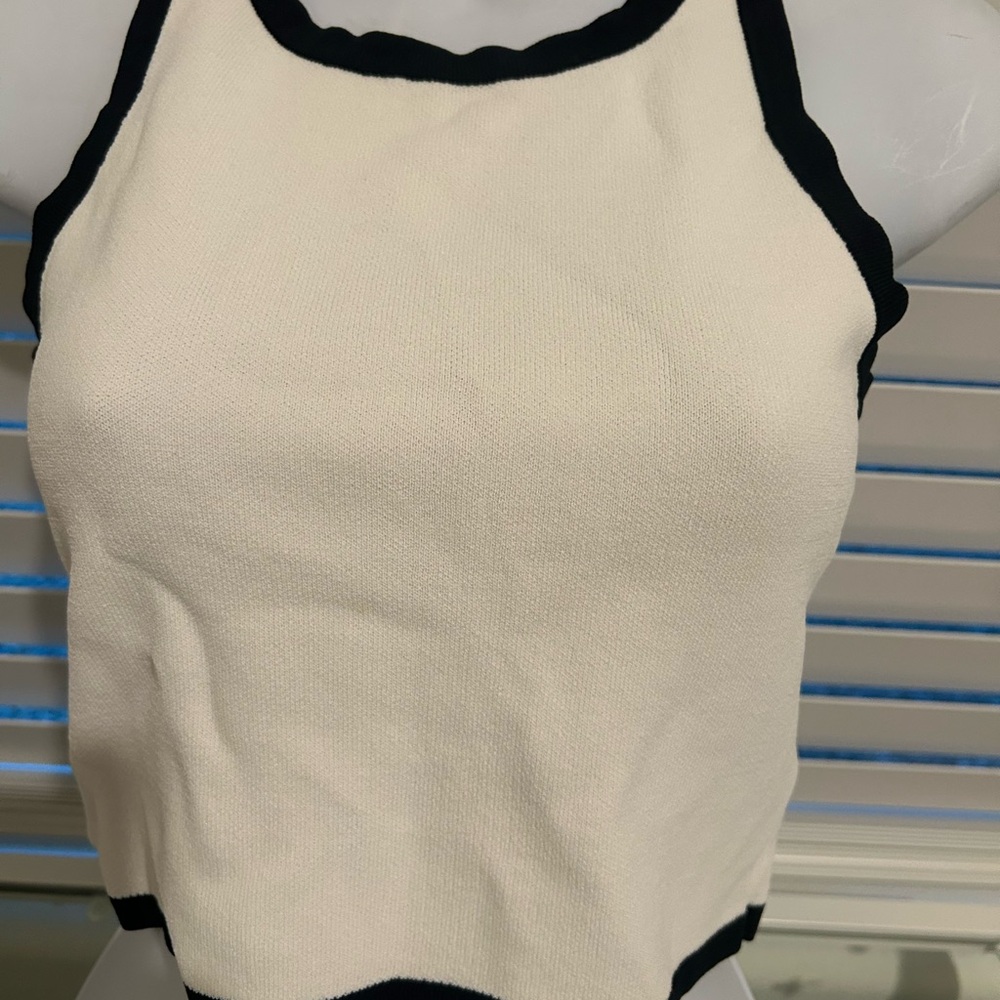 Forever 21 Black and Cream Tank Top